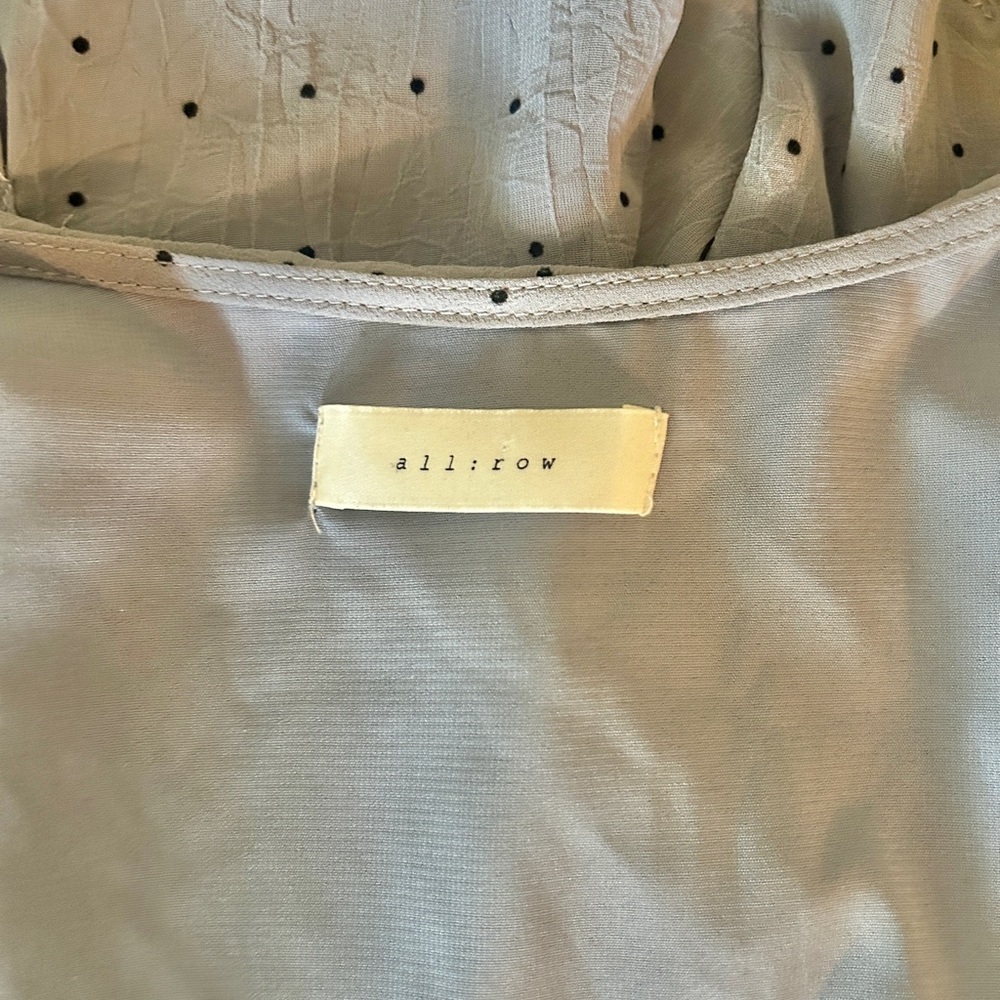 All Row Boutique Gray Polka Dot Peplum Ruffled Bottom Button Front Blouse View 4